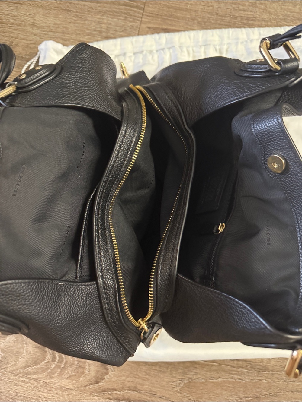 Coach Edie Black Pebbled Leather Shoulder Tote with Gold Hardware MSRP $374 - Picture 4 of 10